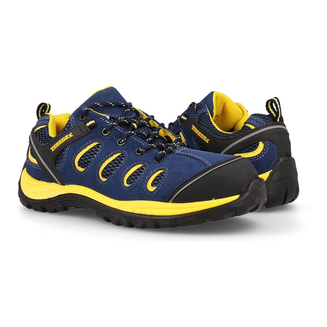 Zapato de seguridad Paredes Radio S1P azul marino y amarillo