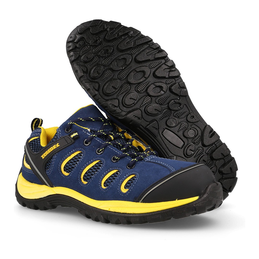 Zapato de seguridad Paredes Radio S1P azul marino y amarillo