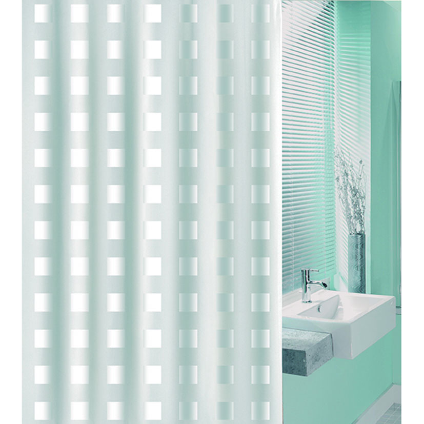 CORTINA BAÑO PVC 180X200CM.CUADRO BCO.