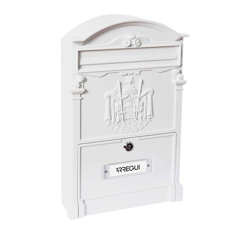 BUZÓN ALUMINIO. RESID.26x9xh42 CM. BLCO.