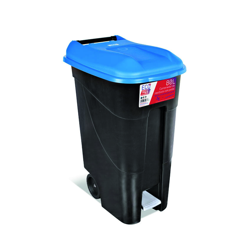 CONTENEDOR C/PEDAL 80 LTS TAPA AZUL TAYG