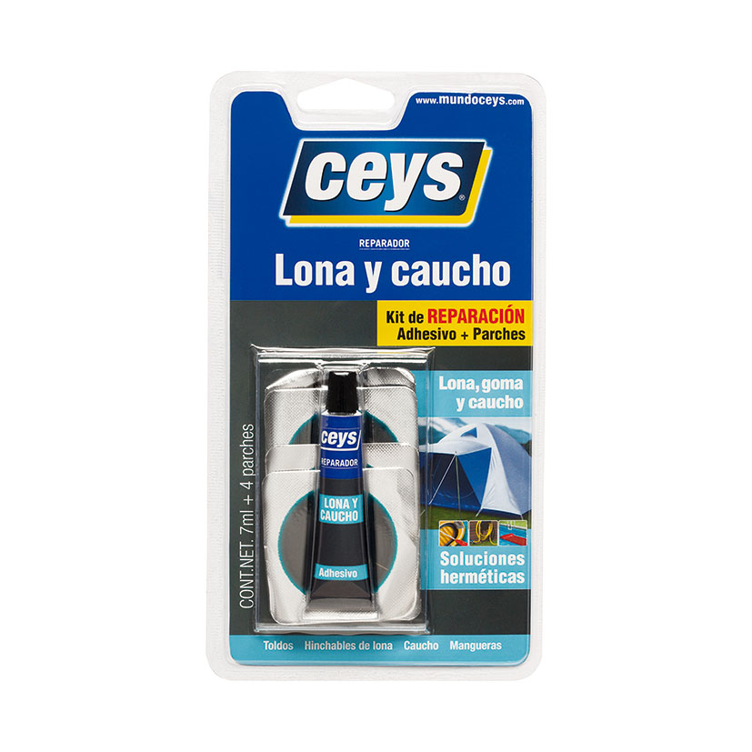 Adhesivo reparador CEYS lona y caucho 7ml + 6 parches