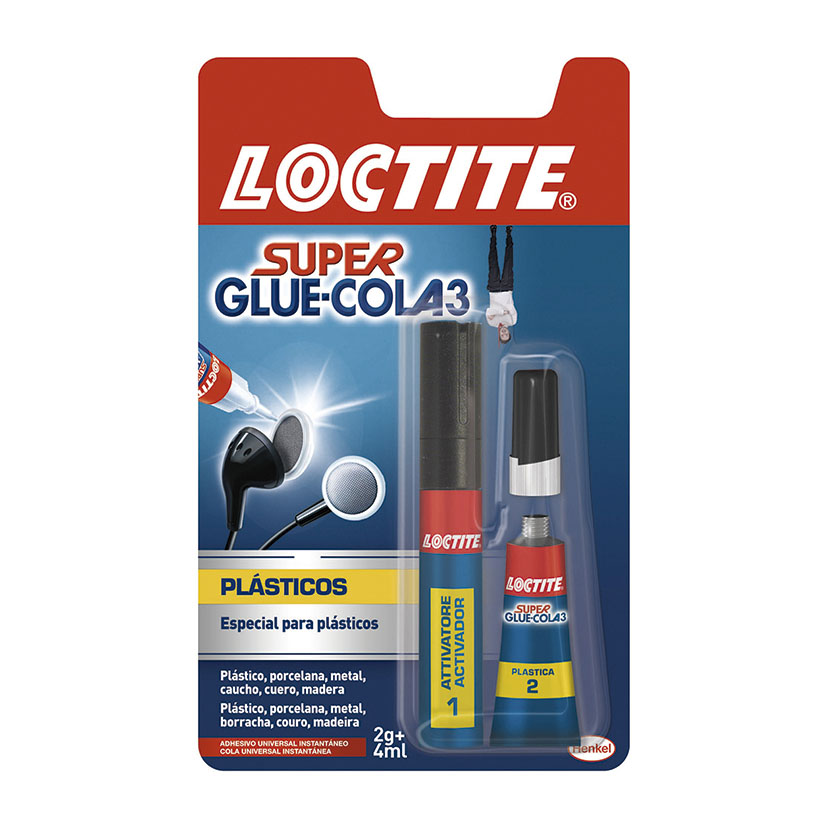 Loctite Super Glue 3 Plásticos Adhesivo instantáneo para plásticos difíciles
2gr+4ml