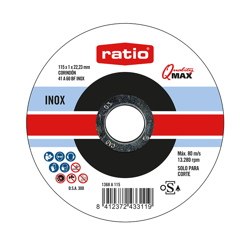 DISCO CORTE ABRAS.INOX/METAL 115X1 RATIO