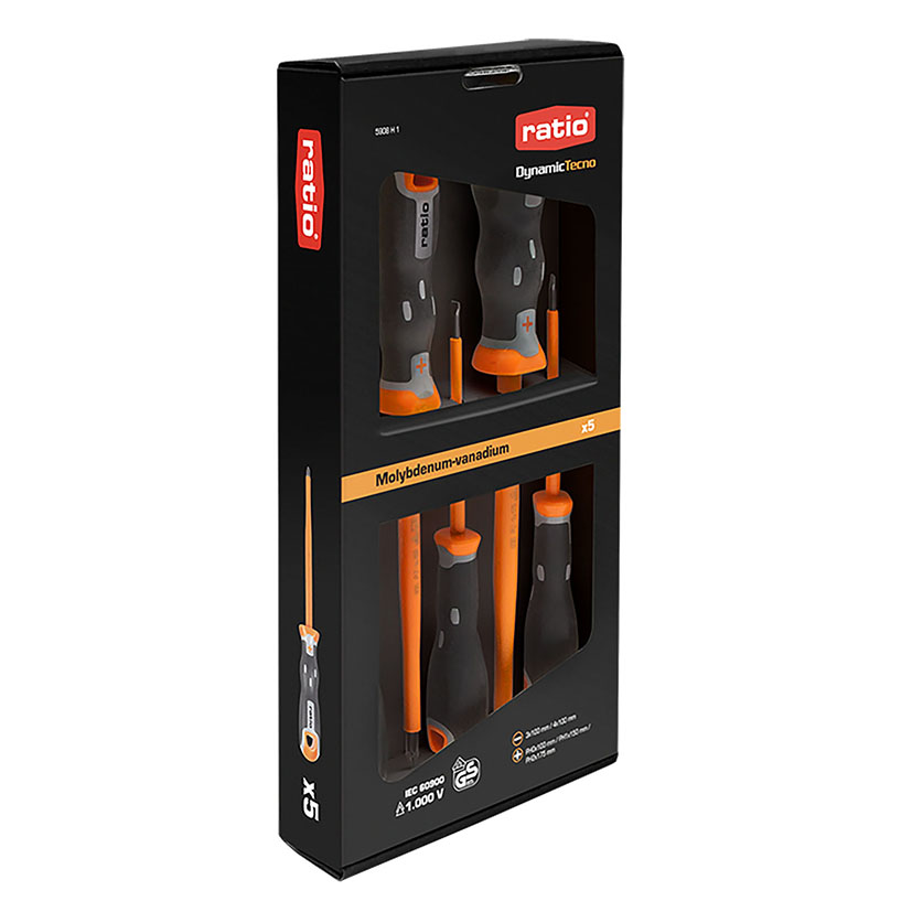 Juego de 5 destornilladores de seguridad RATIO ProSeries Dinamyc Tecno-Aislo