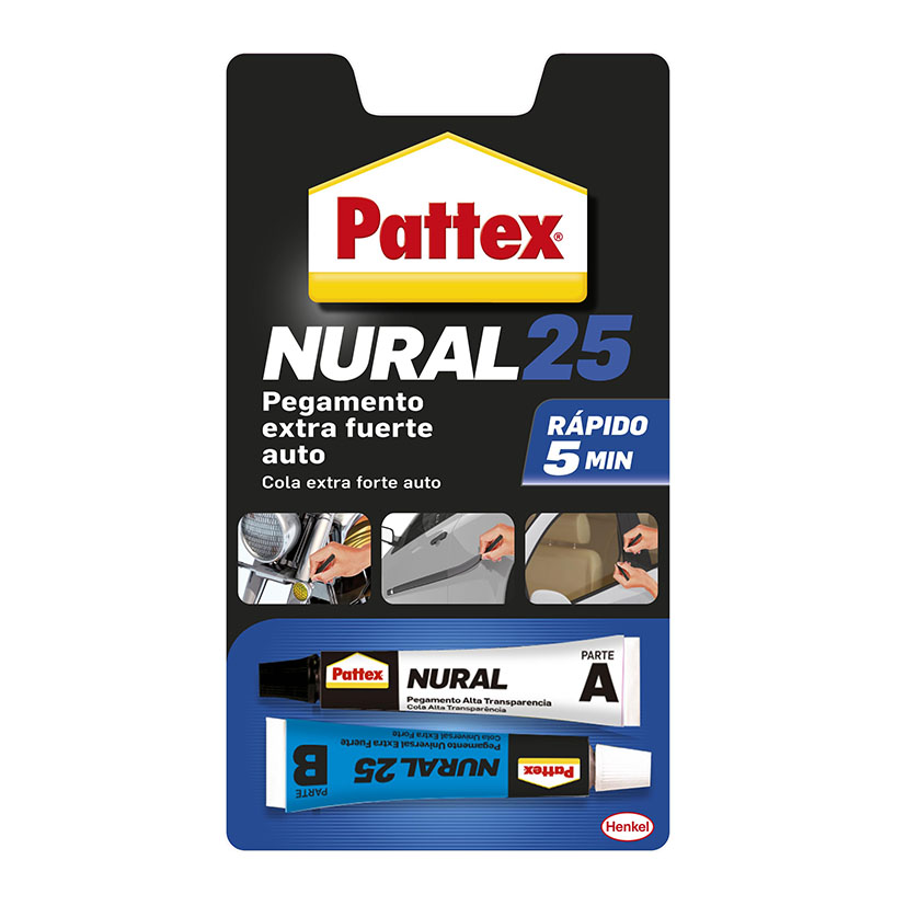 Pattex Nural 25 pegamento extra fuerte para pegar y reparar materiales del
automóvil, 22ml