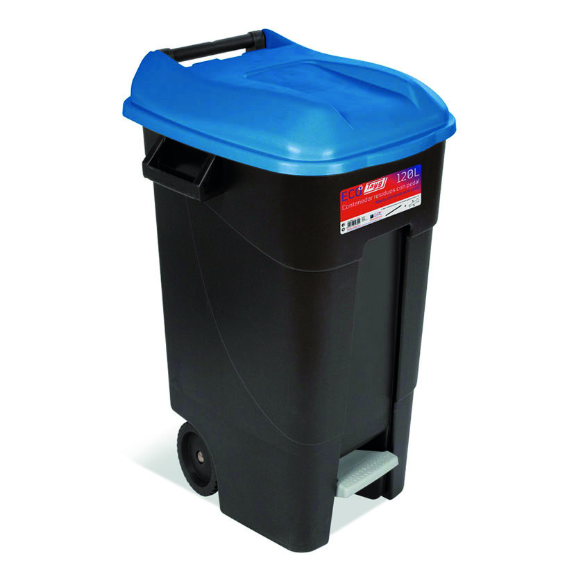 CONTENEDOR C/PEDAL 120 LT TAPA AZUL TAYG