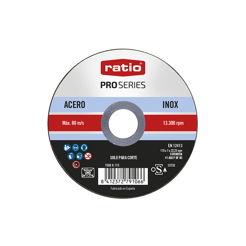 DISCO CORTE ABRAS.INOX/METAL 115X1 RATIO
