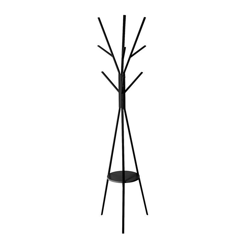 Perchero metál madera negro 9 pomos