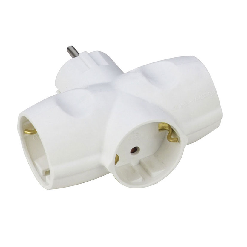 Adaptador Triple schuko SIMON Blanco