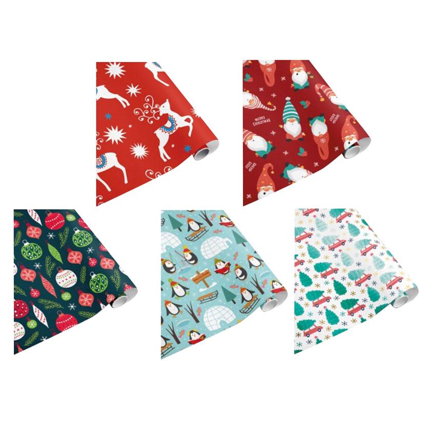 Rollos papel regalo deco navidad 2 m 50 unidades