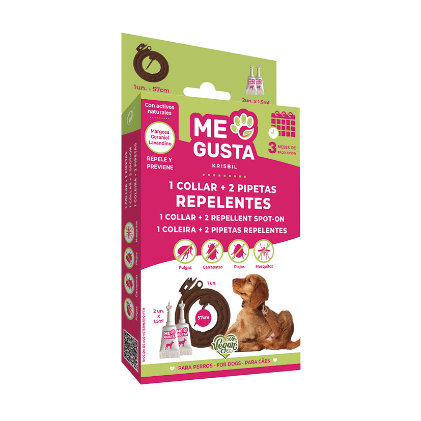 Pack repelente ME GUSTA collar+ 2 pipetas para perros