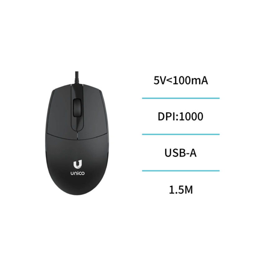 Ratón con cable UNICO Negro