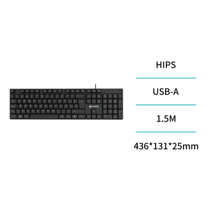 Teclado con cable USB UNICO Negro