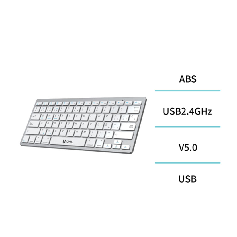 Teclado o USB bluetooth UNICO Slim Blanco