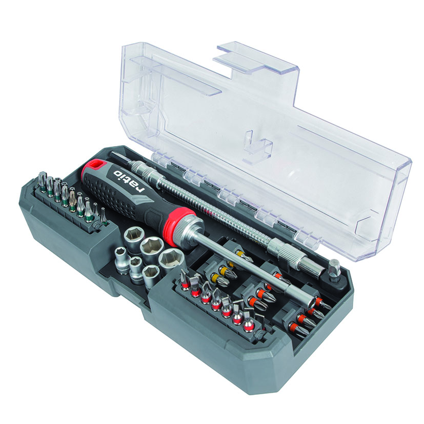 Destornillador portapuntas carraca reversible 50en1 RATIO 7303